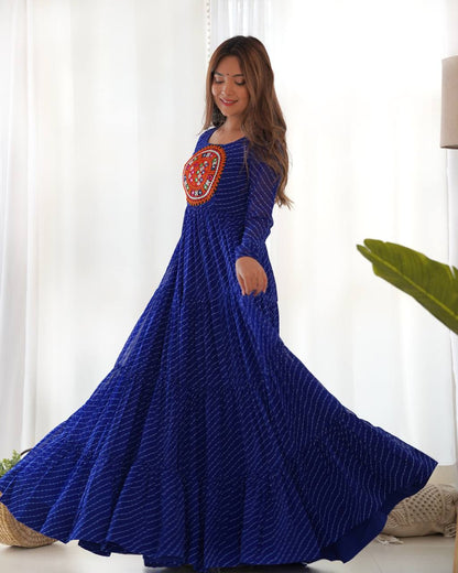 Dandiya Bandhani Inspired Flared Gown
