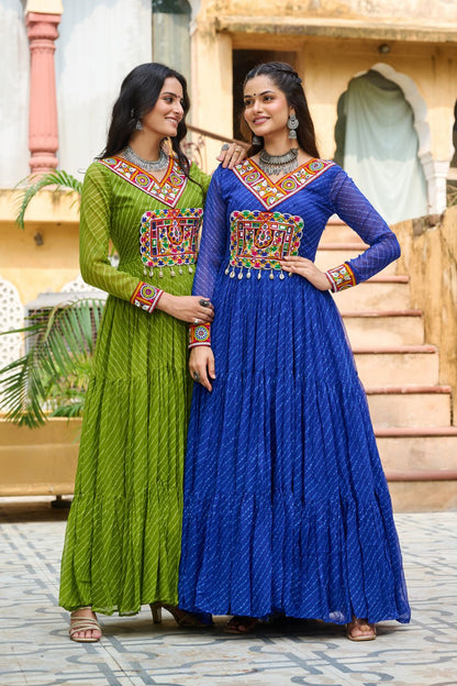 Navrang Twirl Magic Mirror Embroidered Tiered Flare Gown