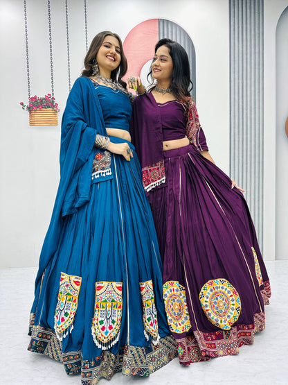 Kavya & Riddhi’s Mirror Magic: Pure Cotton Lehenga Choli