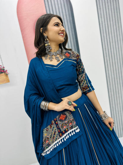 Kavya & Riddhi’s Mirror Magic: Pure Cotton Lehenga Choli