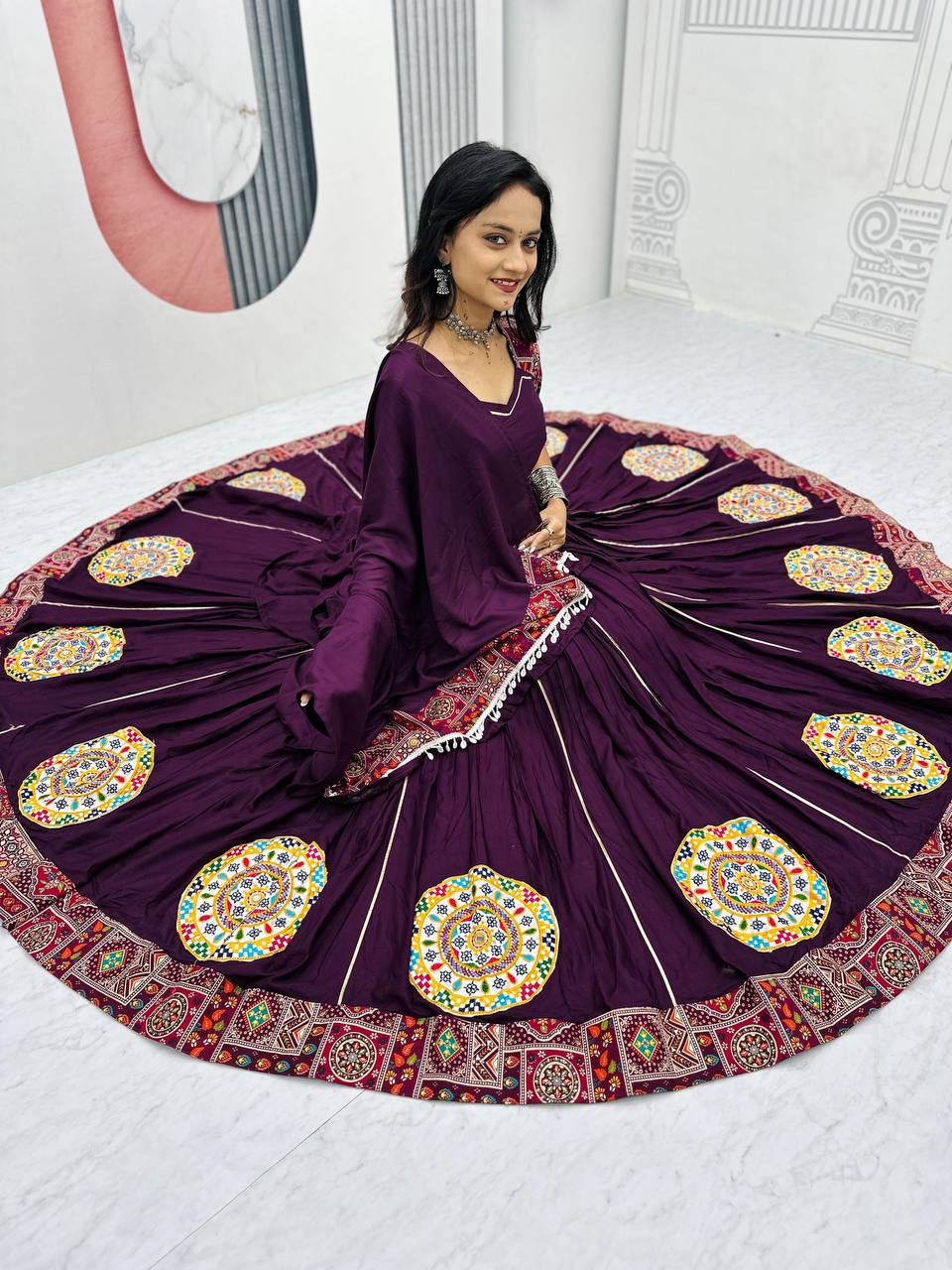 Kavya & Riddhi’s Mirror Magic: Pure Cotton Lehenga Choli