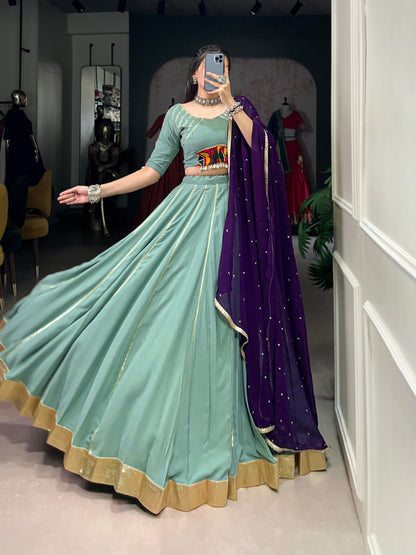 Naaznin Pure Rayon Silk Gotta Patti Lace Lehenga Set