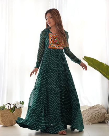 Dandiya Bandhani Inspired Flared Gown