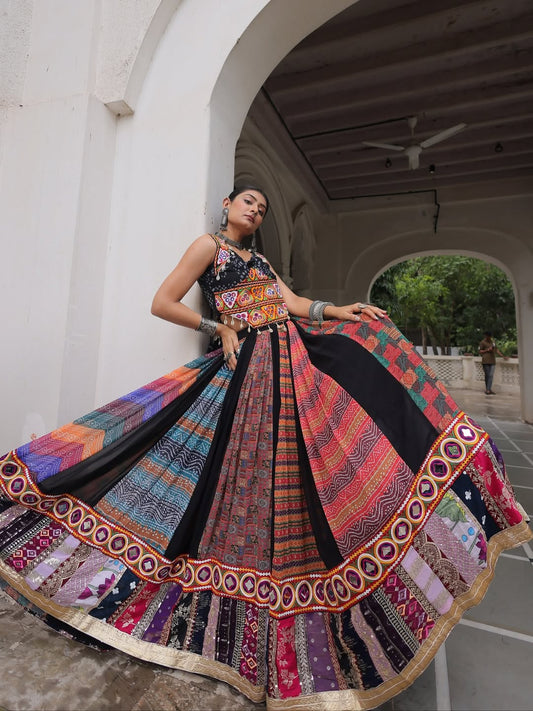 "RangRaasa Royale: Mirror Embellished Navratri Chaniya Choli Set"