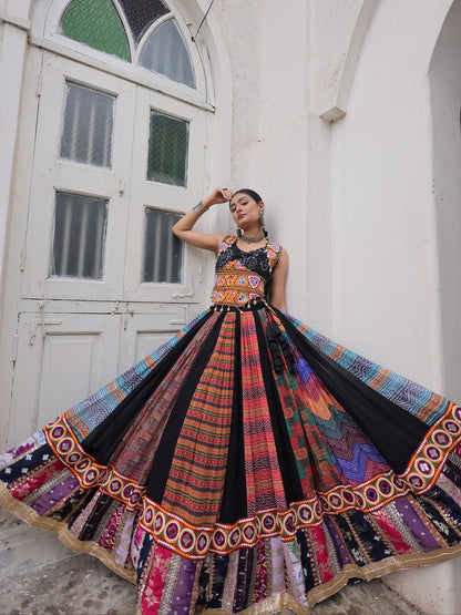 "RangRaasa Royale: Mirror Embellished Navratri Chaniya Choli Set"