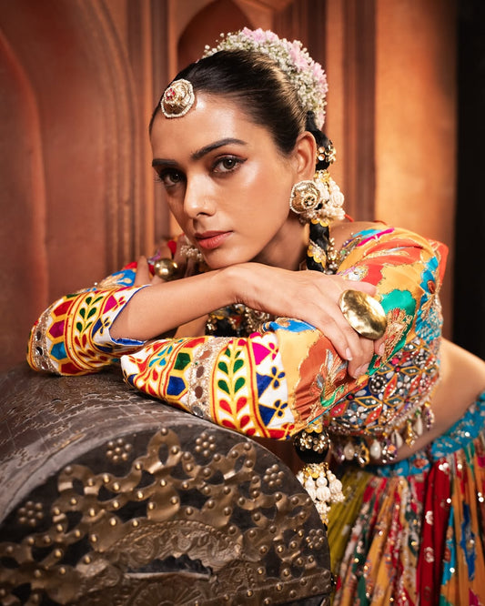 Royal Multicolor Heritage Rayon Lehenga Set