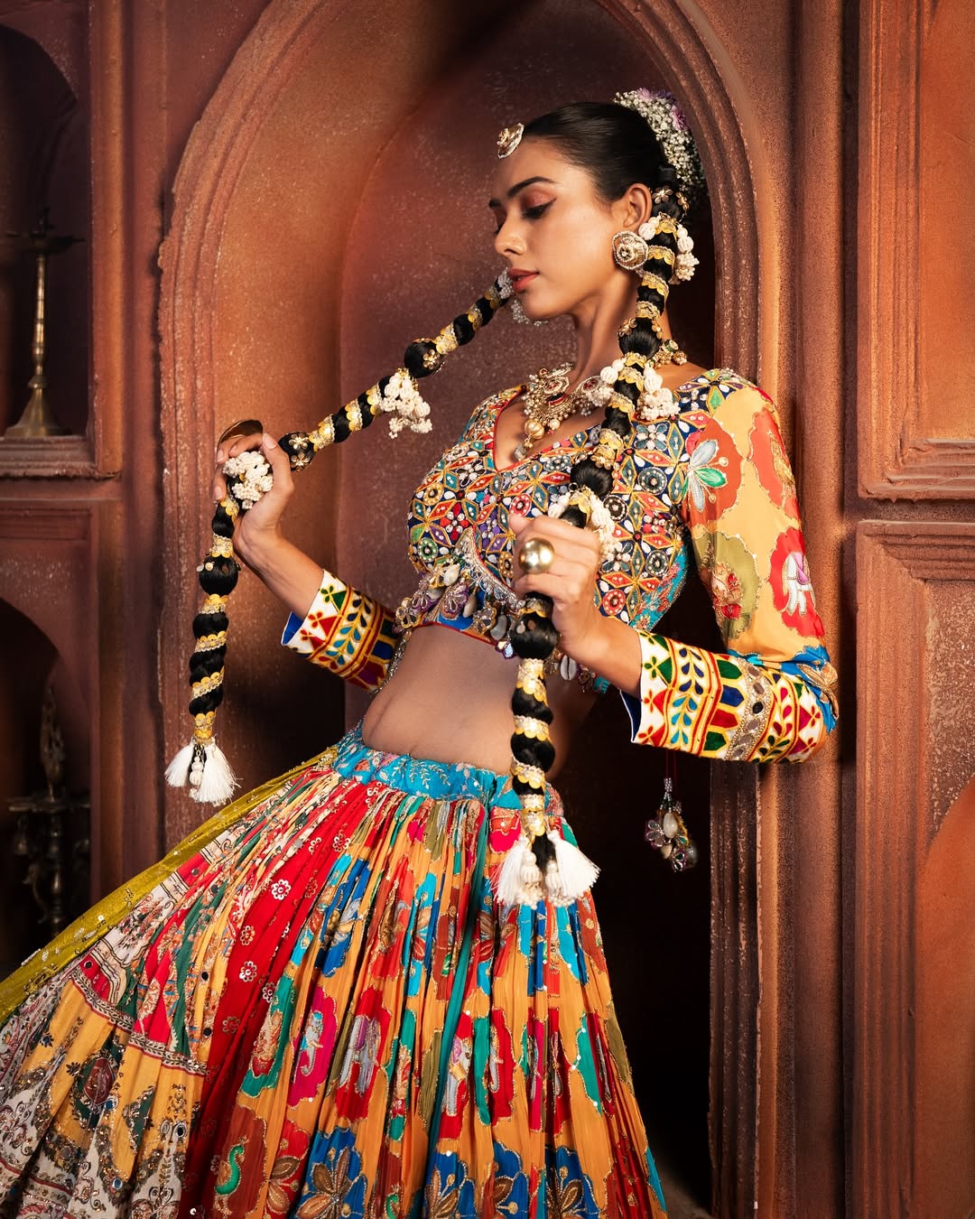 Royal Multicolor Heritage Rayon Lehenga Set