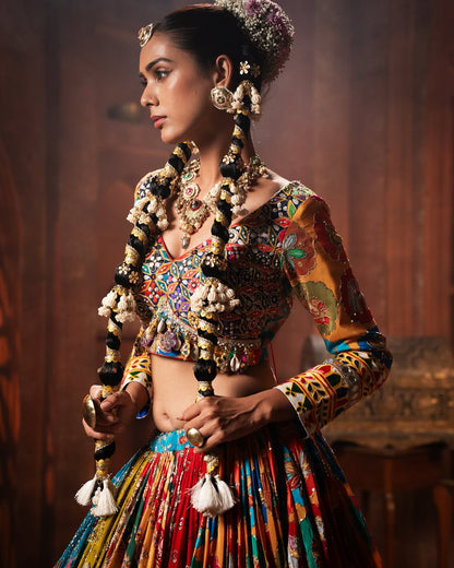 Royal Multicolor Heritage Rayon Lehenga Set