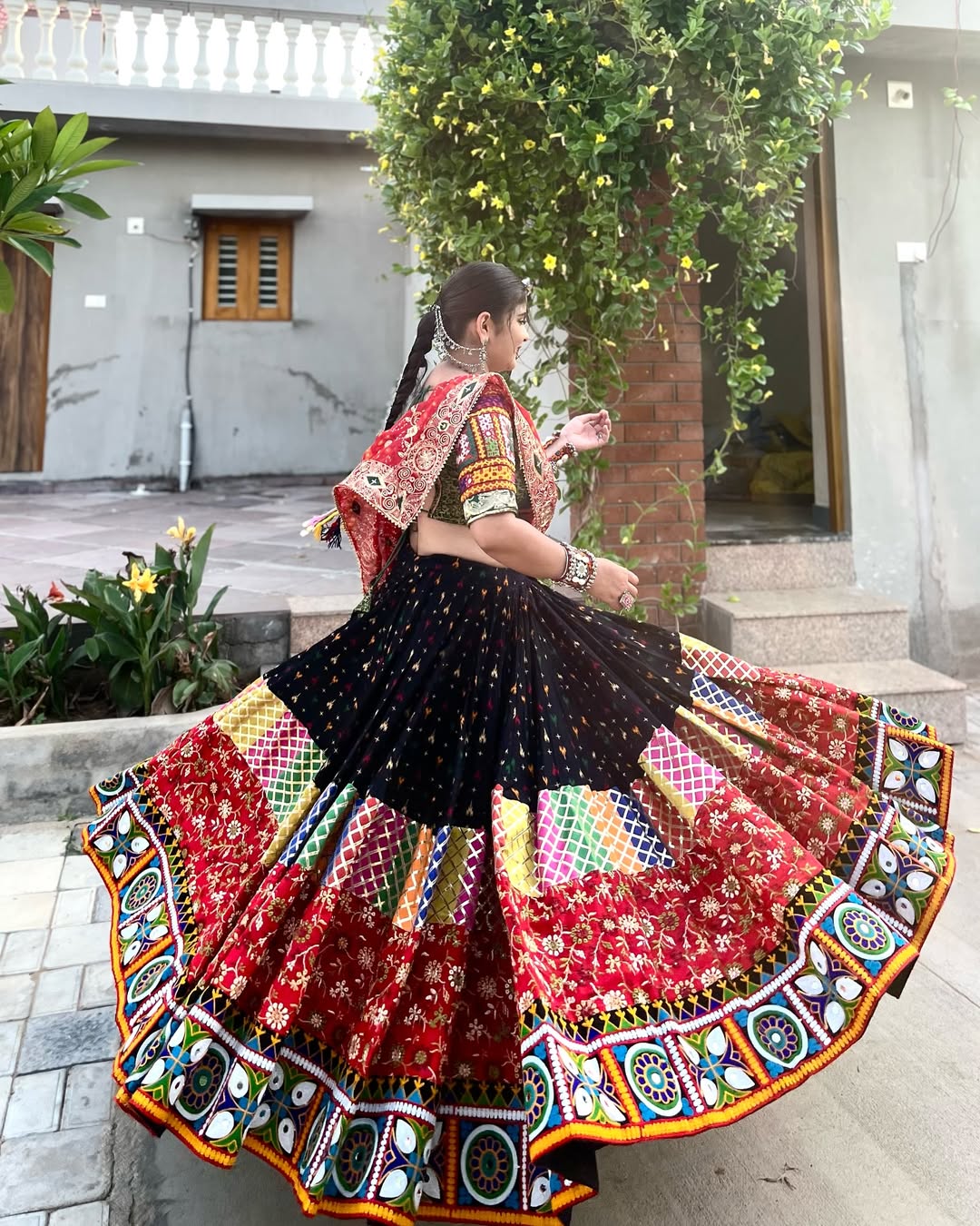 Vibrant Multicolor Navratri Special Rayon Lehenga Set