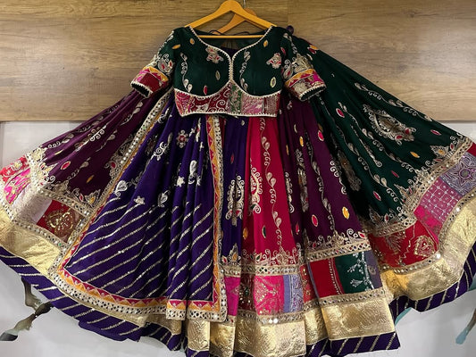 Regal Multicolor Navratri Lehenga  Zari, Patchwork & Mirror Magic
