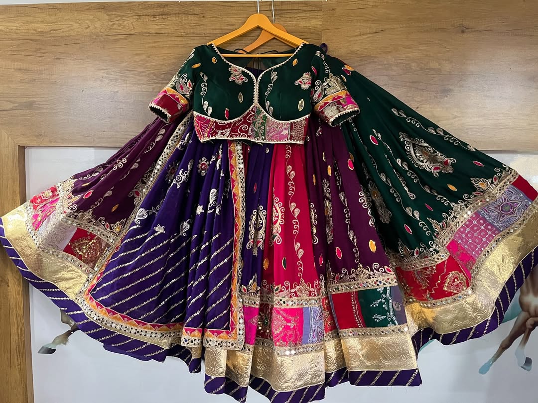 Regal Multicolor Navratri Lehenga  Zari, Patchwork & Mirror Magic