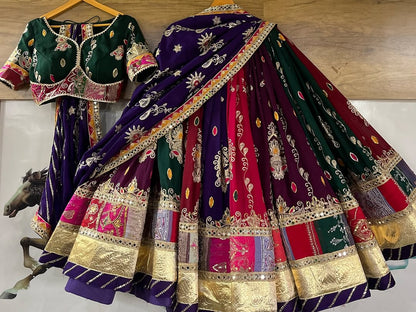 Regal Multicolor Navratri Lehenga  Zari, Patchwork & Mirror Magic