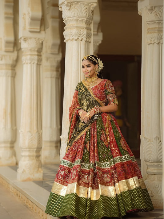 Regal Navratri Special  Chanderi Silk Lehenga with Gold Zari