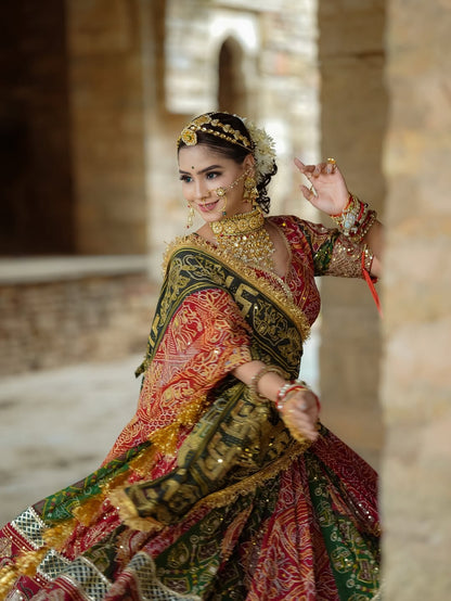 Regal Navratri Special  Chanderi Silk Lehenga with Gold Zari